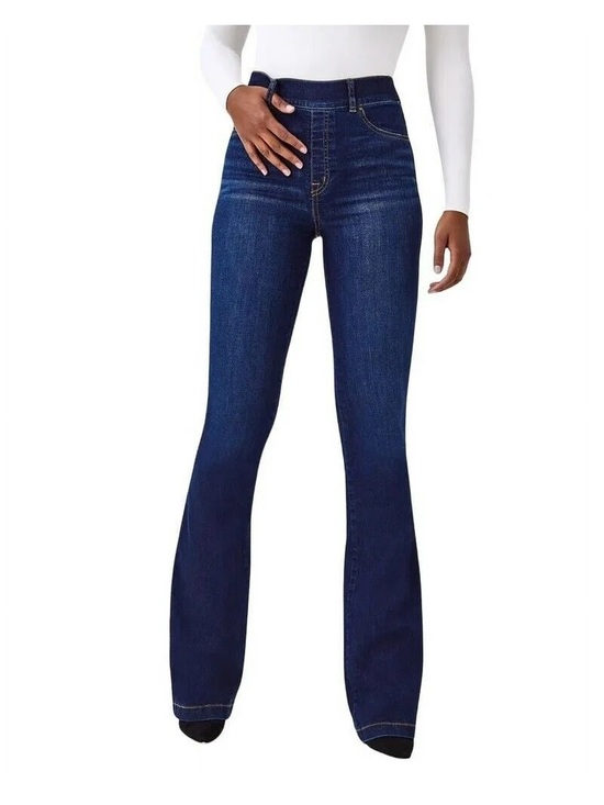 SPANX Denim - NWT. Spanx Midnight Shade Flare Downtown Pull-On Shaping Pants Size Medium Chic